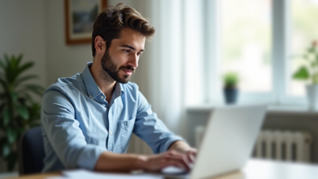 Personne utilisant un ordinateur pour comparer les offres énergétiques en ligne