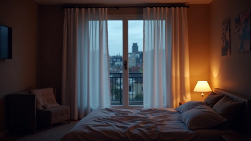 Rideaux thermiques épais fermés sur une fenêtre la nuit pour conserver la chaleur